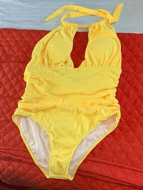 Yellow Halter One-Piece Swimsuit